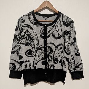 Premise Black and Gray Paisley Cardigan